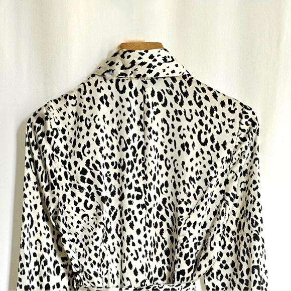 Zara Black & White Animal Print Belted Satin Mini Dress - Picture 11 of 16